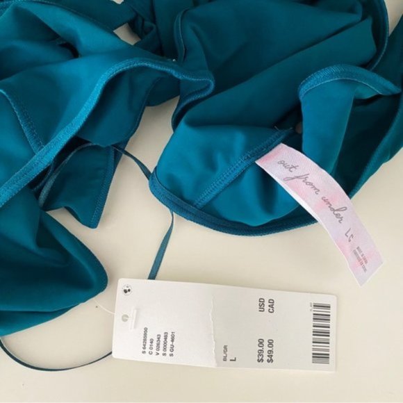 Urban Outfitters | Out From Under Sorelle Twist Halter Bra Top Teal New Large - Picture 10 of 12